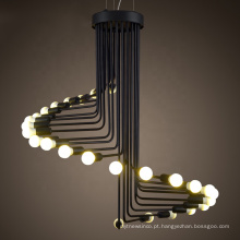 Novos projetos em forma de escada em espiral decorativo em ferro led pendant light
